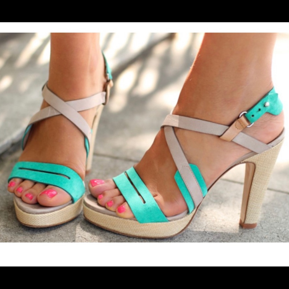 Rag & Bone Cayman High Heel Sandals In Aqua Suede